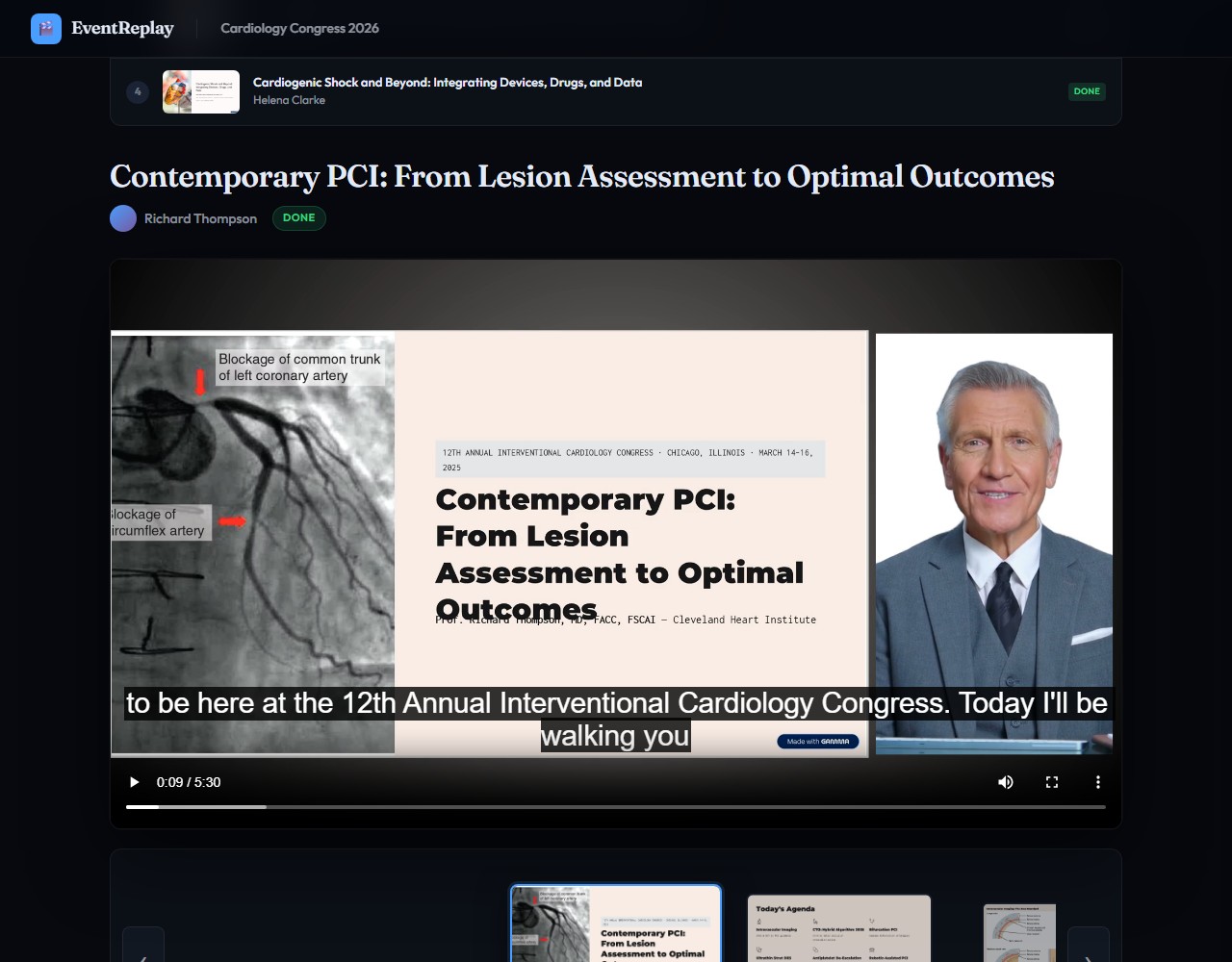 Replay congresso con video e slide sincronizzate — EventReplay